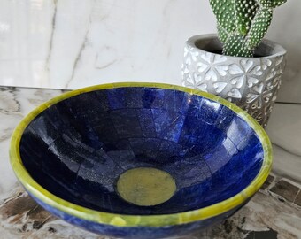 13 CM Hand Crafted Lapis Lazuli Bowl Ovel Shape Stunning Royal Blue Color Handmade bowl from Badakhshsan Afghanistan, Lapis Lazuli Decor