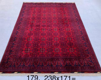 6X8 Ft Highest quality Double Knotted Beljik Soft Well-made Afghan Merino Handmade Area Rug, Hand-knotted Oriental Geometric Rug
