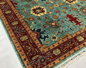 6x8 mamluk rug- persian hand knotted wool rug - gift for her, | Natural Dyes and Wool | Bedroom Rug | Rugs for Living Room