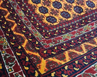3x5 Bokhara Rug, Soft Turkmen Area Rugs Living Room Bedroom Entryway Luxury Kitchen kids room Geometric Handmade rug, Persian rug Afghan rug