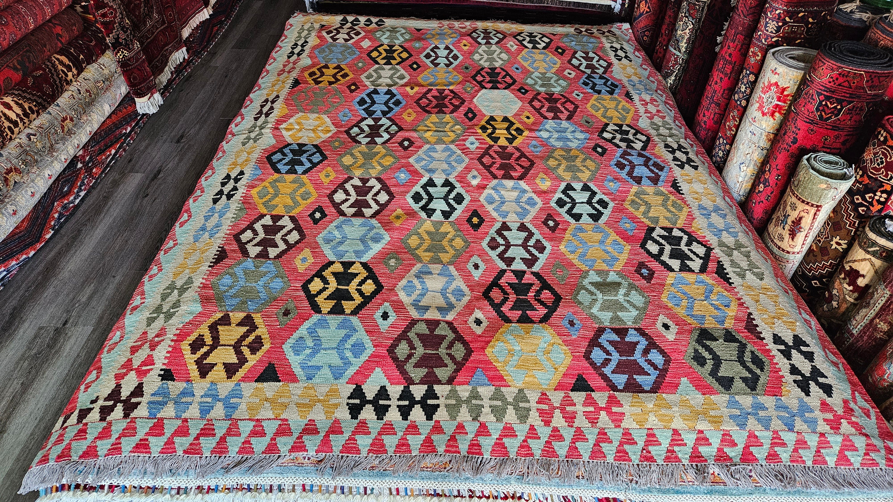 7x10 afghan kilim, rag rug, kids rug, braided rugs, rug pad, small