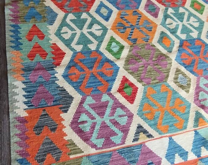 7x10 afghan kilim, rag rug, kids rug, braided rugs, rug pad, small rug, modern furniture, boho rug, washable, neutral oriental rug, nomadic