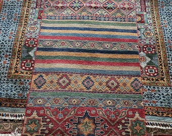 Runner rug Kazak Rug 2.10X9.8 Ft Afghan Caucasian Rug | Area Rug Large | Vintage Rug | Afghan rug | Persian rugs | Turkmen rug | kilim rugs