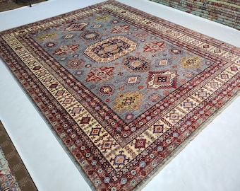 8x10 Afghan Kazak Wool Rug, Handmade & Durable and Top Quality