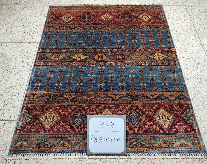 5x7 Afghan rug, area rug, baluch rug, aztec rug, sumac rug, neutral oriental rug, colorful rug, southwestern rug, vintage rug, kitchen rug