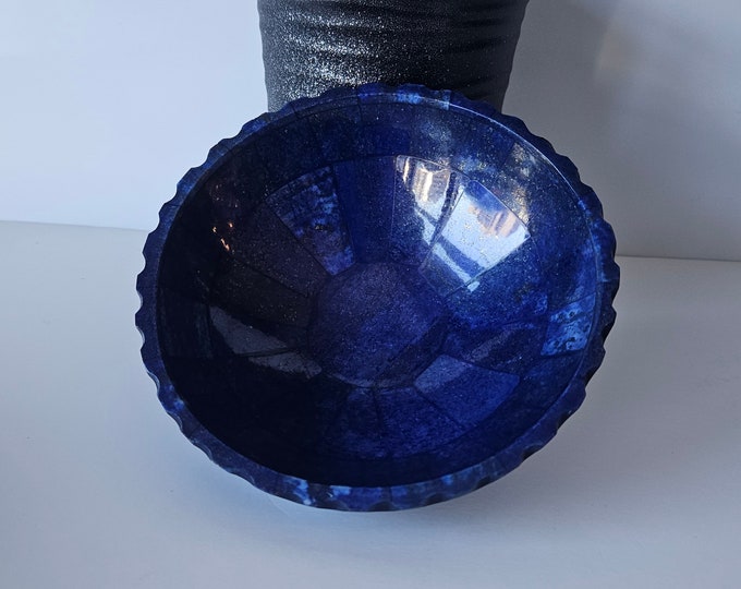 13 Cm Hand Crafted Lapis Lazuli Bowl, Stunning Royal Blue Color Handmade bowl from Badakhshsan Afghanistan, stone bowl, healing stone bowl