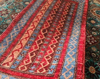 2x3 Small rug Afghan Handmade Rug, tribal rug, cool rug, red rug, anniversary, neutral oriental rug, amazon rugs, small rug, stair carpet