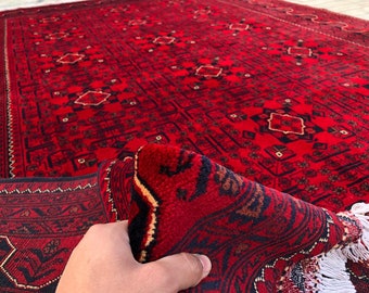 7x10 Ft Khamyab, bokhara rug, war rug, morocco rug, bathroom rug, kitchen rug, wall hanging, baluch rug, traditional rug, hand hooked rugs