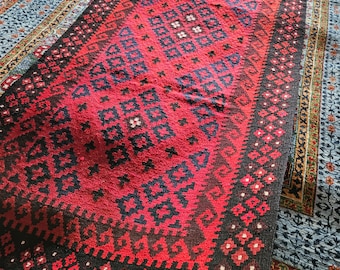 3x10 Afghan Kilim rug, abstract accent rug, medallion rug, kilim rug, sumac rug, home office, nursery decor, sisal rugs, war rug, nomadic