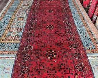 3x12 Afghan Runner, kitchen rug, baluch rug, sewing, boho rug, kilim rug, vintage rug, braided rugs, hand made rug, bokhara rug, office rug
