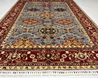 Handmade Traditional Afghan Kazak Carpet, Super Fine Handmade Area Living Room Rug
