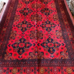Extremely Soft Well-made Khamyab Soft Handmade Red Rug, Afghan Rug, Vegetable Dyes Soft high-quality Wool Hand-Knotted Afghan Khorasan Rug