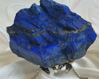 Raw Lapis Lazuli Crystal Natural Deep Blue Stone with Pyrite, Unpolished Afghan Gemstone, Collector's Specimen, Healing Crystal Display