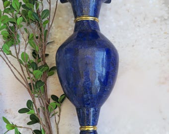 Handmade Lapis Lazuli Vase Patchwork Design from Afghanistan 43 x 18 cm (16.9x7.1 in) 2149g (4.7 lbs) Decorative Stone Art Collectible