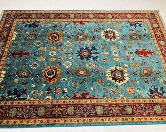 6x8 Feet Handmade Traditional Afghan Mamluk Carpet, Super Fine Handmade Area Living Room Rug