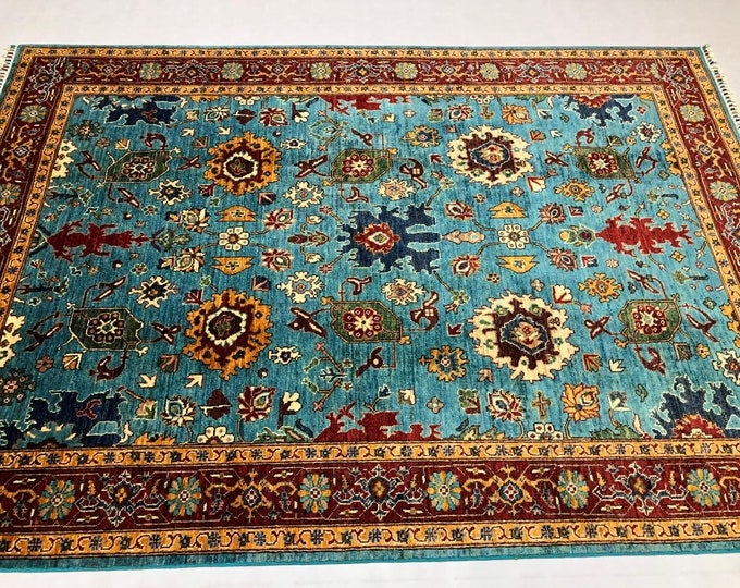 6x8 Feet Handmade Traditional Afghan Mamluk Carpet, Super Fine Handmade Area Living Room Rug