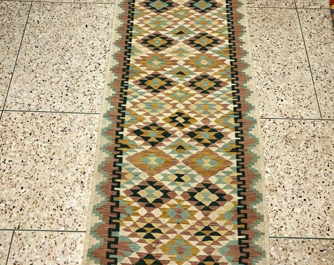 3x9'4 afghan wool kilim, washable rugs,teal rug, turkish rug, baluch rug, small rug, boho rug, door mat rug, rugs for living room, small rug