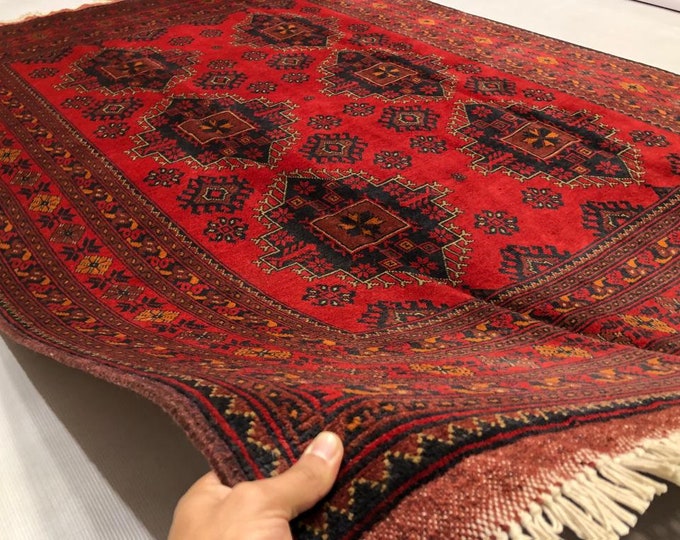 6x8 Feet Handamde Afghan rug Persian Styled Red Carpet, Khal Mohammadi Designed