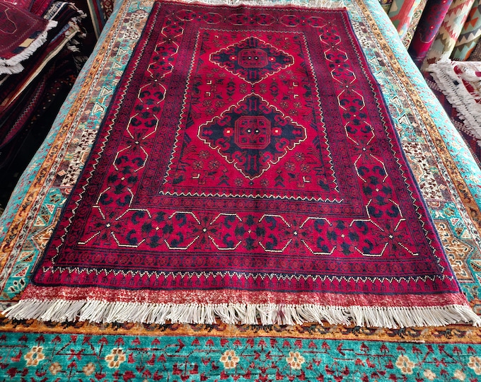 Authentic Runner Afghan, bokhara rug, office rug, small rug, deco - handmade, moss rug, home decor rug, war rug, outdoor patio rugs