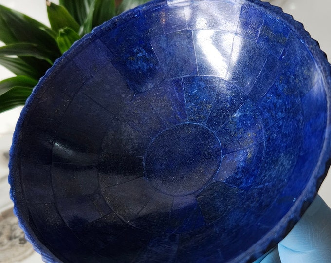 13 Cm Hand Crafted Lapis Lazuli Bowl, Stunning Royal Blue Color Handmade bowl from Badakhshsan Afghanistan, stone bowl, healing stone bowl