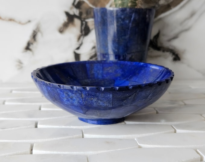 13 Cm Hand Crafted Lapis Lazuli Bowl, Stunning Royal Blue Color Handmade bowl from Badakhshsan Afghanistan, stone bowl, healing stone bowl