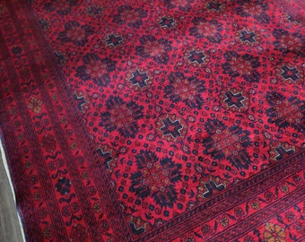 7x10 Khal Mohammadi Afghan Rug, Handmade Rug, Afghan Turkmen Rug, Khal Mohammadi , Oriental Rug,Turkish rug,Persian Rug, Red Rug, Kilim Rug