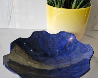 20 Cm Hand crafted lapis lazuli bowl shape stunning royal blue color handmade bowl from badakhshsan afghanistan, Gemstone, healing stone