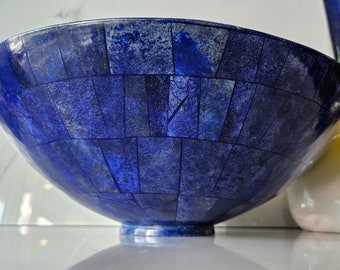 30 Cm Hand Crafted Lapis Lazuli Bowl Ovel Shape Stunning Royal Blue Color Handmade bowl from Badakhshsan Afghanistan