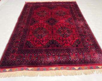 5X7 Ft Highest quality Double Knotted Beljik Soft Well-made Afghan Merino Handmade Area Rug, Hand-knotted Oriental Geometric Rug