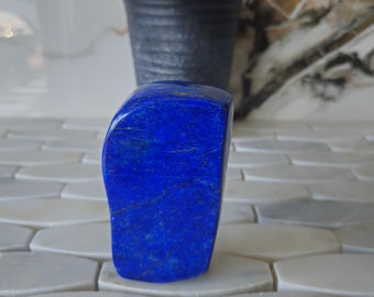 Tumbled Stone Lapis Lazuli Free Form, Raw Natural Blue Stone, Desk Accessories, Crystal Gifts, Vinyl, Nurturing, Tumbled Crystals