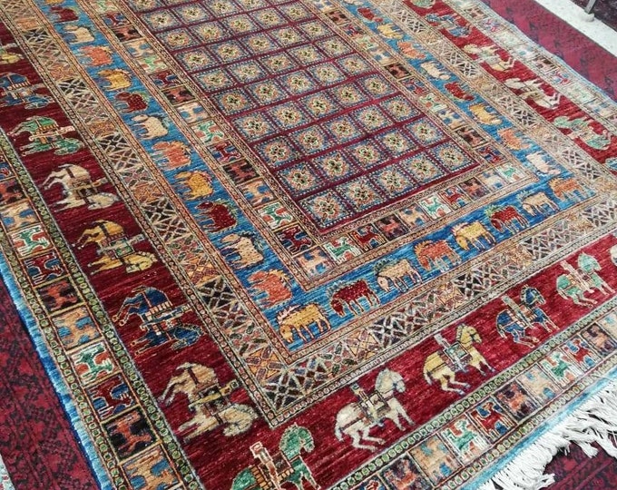 7 x 10 ft Excellent Hand-knotted Turkish Design Afghan Rug