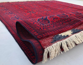 6X8 Ft Highest quality Double Knotted Beljik Soft Well-made Afghan Merino Handmade Area Rug, Hand-knotted Oriental Geometric Rug