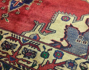 4x7 baluch rug, entryway rug, hand hooked rugs, kids rug, area rug, white rug, indoor rug, red rug, oushak vintage rugs, large floor rugs