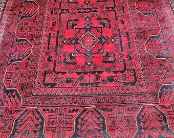 Handmade afghan khamyab brand new red runner area rug, tribal rug, red persian carpet, living room rug, turkish style,
