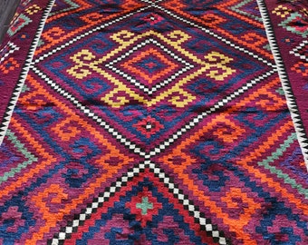 7X13'10 Ft Afghan Kilim Dari, Vintage Carpet