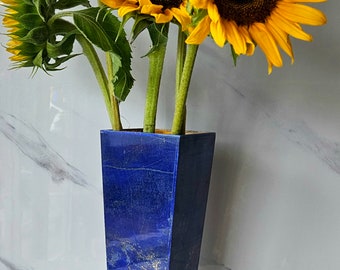 A+++ Grade Lapis Lazuli, Vase Glass, Flower Pot, Amethyst Plant Holder, Air plant, gem stone Vase, Succulent Pot Square Lapis Flower pot