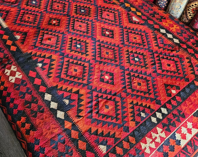 7x10 Afghan Kilim Rug, sisal rugs, Christmas Gift, cute rug, dusty rose, boys room, stair carpet, bathroom rug, afghan rugs, moss rug