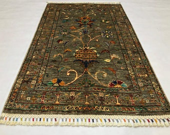 4'2x2'6 Mamluk Afghan Rug Handmade Rug | Dusty rose, Handcrafted textiles, Sustainable decor, First home gift, Home planner, Aztec rug