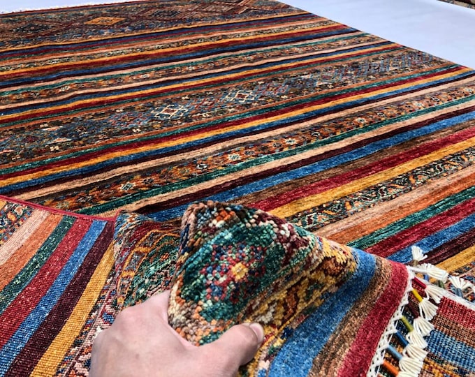 6x8 Feet Top Quality Ghazni Handmade Afghan Rug, Persian Designed from Tribal Ghazni | Living room Carpet, Maroon Colored