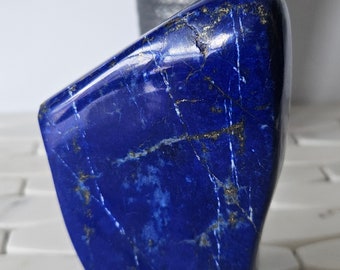 Tumbled Stone A++ Lapis Lazuli Free Form, Raw Natural Blue Stone, Crystal Decor, success, flat, Tumbled, Free form, Inner Truth, jewlery