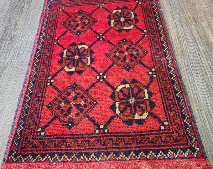 1.3x2 Small Afghan Handmade Rug, housewarming gift, Mat rugs, home office, anniversary, bathroom rug, small rug