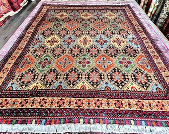 5 x 7 ft Handmade Afghan Rug Red Maroon Vintage