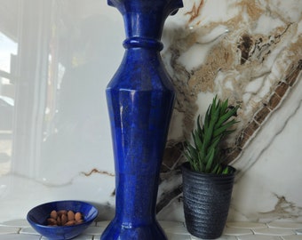 36 Cm Hieght Hand Crafted stunning genuine highest quality Lapis Lazuli Gemstone vase directly from Afghanistan