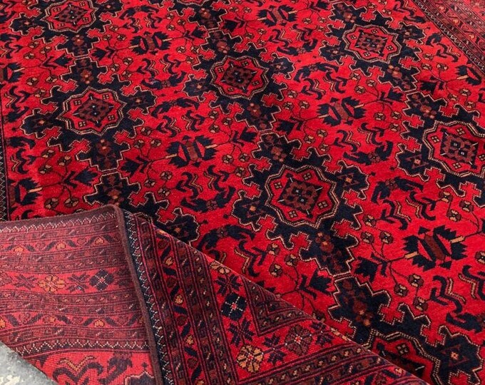 7x10 Afghan rug, gerta wool rug, sumak rug, home depot carpet, southwestern rug, scandinavian decor, tribal rug, boho rug, persian rug
