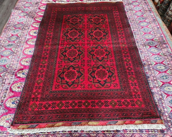 3x5.ft Rug, Afghan Khalmohammadi, Door Mat Rug, Handmade Carpet, Bohemian Rug, Decorative Home Rug, Hand knotted Rug, Area Rug, Kitchen Rug