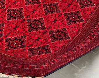 8x12 Ft Khamyab High-quality floor rug, Big size rug, Bokhara Turkmen rug, Red Persian decor rug, Soft Woolen Living room rug, Afghan Rug