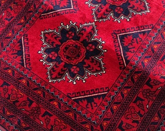 Highest quality Double Knotted Beljik Soft Well-made Afghan Merino Wool Handmade Red Runner Rug, Hand-knotted Fine Rug