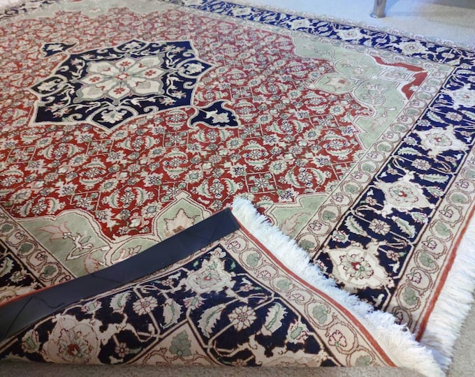 Persian rug | handmade afghan rug | green red | heriz serapi turkish persian tribal oriental boho wool woven knotted