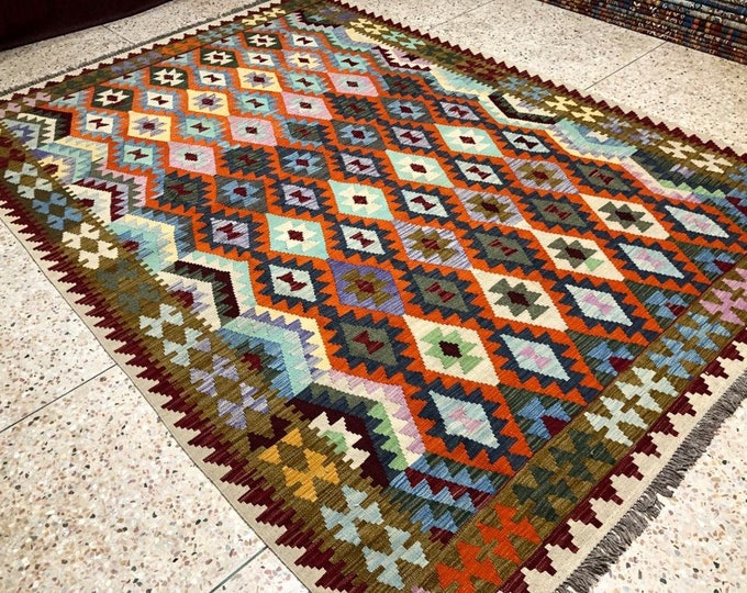 7x10 afghan kilim, baluch rug, medallion era rug, patio rug, sheepskin rug, area rugs, war rug, berber carpet, entrance rug, modern, bedroom
