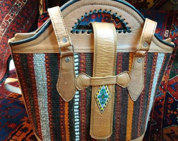 Handmade Kilim and Leather Bucket Handbag – minimalchaos